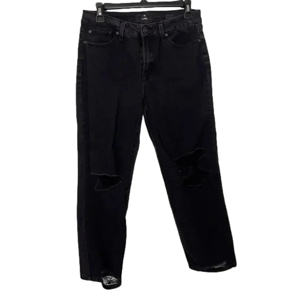 REWASH High Rise Vintage Distressed Black Jeans